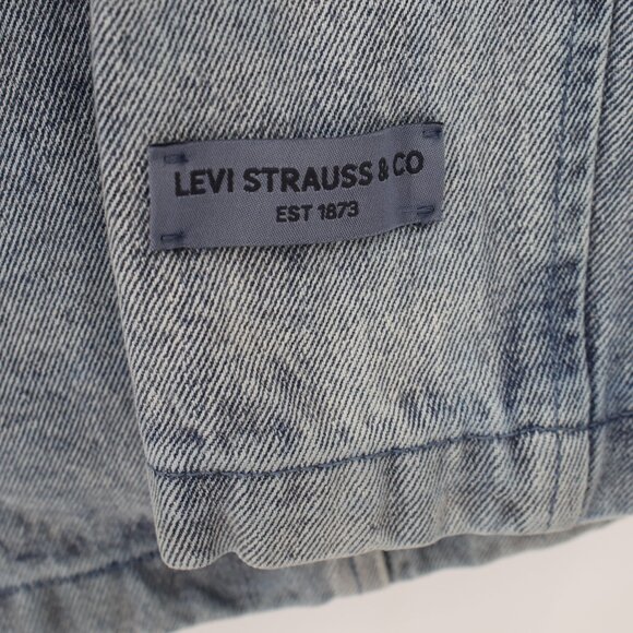Levis denim Blazer Womens Small Single Breasted Two Button Cotton jacket blue - Picture 3 of 16